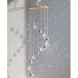 AceList Hanging Disco Ball Decor, Sun Catcher Crystals & Disco, 31.5 inch Handmade Spiral Sparkle Mirror Ball & Light Catcher for Window, and Boho Decor