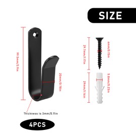 CHSEROK Pack of 4 Skateboard Wall Mounts, Snowboard Wall Mount with Screws, Black Snowboard Wall Mount, Ski Wall Mount for Rooms and Garages