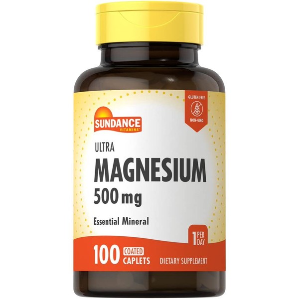 Magnesium 500mg | 100 Caplets | Vegetarian, Non-GMO and Gluten Free Essential Vitamin Supplement | by Sundance