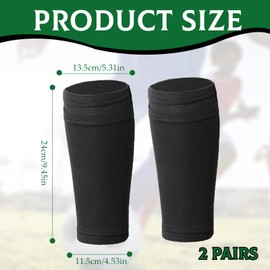2 Pairs of Football Shin Pads Holder Socks, Non-Slip Sleeve Shin Pad Holder, Football Socks for Children, Adults, Beginners (Black)