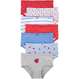 Carter's Girls' Little 7-Pack Underwear, Ladybug, 6/6X