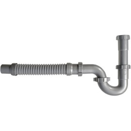 Snappy Trap Universal Flexible P Trap Bathroom Sink Drain Pipe Plumbing Kit for Home Improvement, No Leaks, Easy No Tool Installation, 9-13 Inch Flex Hose & 16 Inch Product Length (DK-105 Silver)