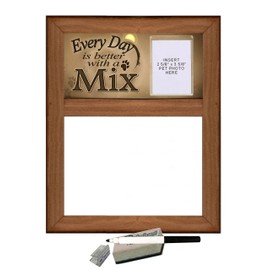Mix (Dog) - Dog Themed Dry Erase Marker Board "Every Day is Better with a Mix" featuring Clear Photo Pocket for Picture of your "Mixed Breed Dog"