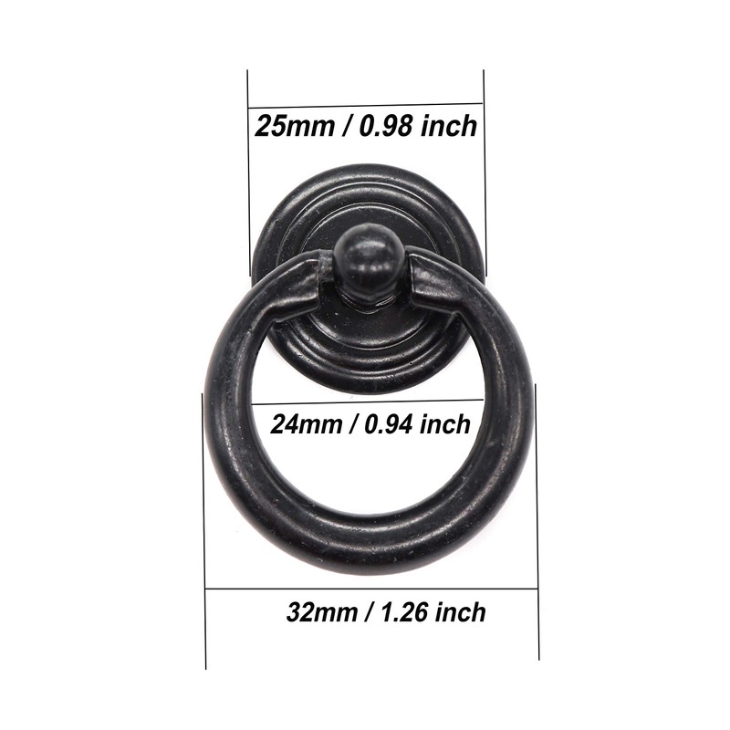 binifiMux 8-Pack Vintage Black Dresser Drawer Dreseer Funniture Drop Ring