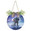 Oyihfvs Astronaut in Galaxy Stars Universe Door Hanging Sign, 12"