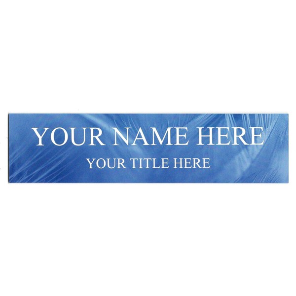 Blue Feathers Design 2 x 8 Name Plate Personalized with