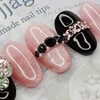 Black Pink Handmade Nail Tips - Lipstick / 블랙 핑크