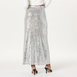 The Drop Women's Adela Sequin Maxi Skirt, Silver, 2X, Plus Size