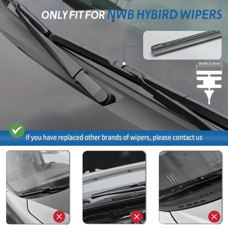 ASLAM Wiper Blade Refills 8.5mm for 17" Hybrid Windshield Wipers(Set