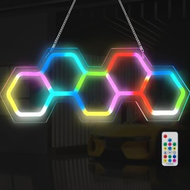Enparez RGB Hexagon Neon Signs for Wall Decor, LED Lights for Garage,Man Cave,Basement,Gaming Game Room,Bedroom,Bar,Birthday,Shop Decoration Aesthetic
