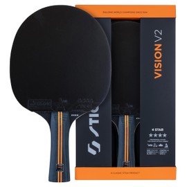 STIGA Vision V2 4-Star Table Tennis Bat – Speed & Control Racket, 5-Ply Blade, Concave Handle, Crystal Technology, ITTF Approved Rubber, 2.0 mm Sponge