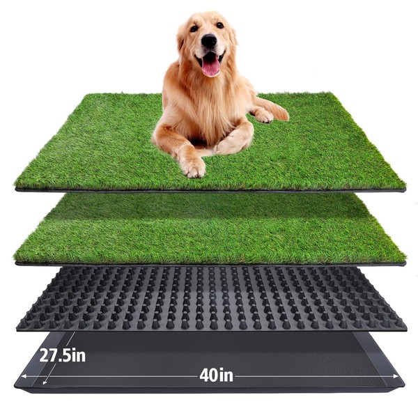 Dog Grass Pad with Tray(40×27.5 inch), Large XL Reusable 3-Layer