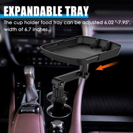 Twilight Garage Cup Holder Tray Table, Car Drink Holders Tray, Adjustable Stretchable Food Tray Phone Holder Non-Slip with 360º Swivel Arm For Eating, Road Trip Essentials