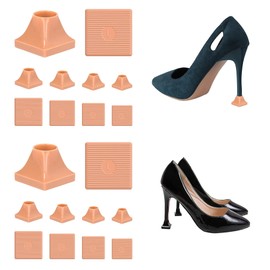 JEVRKAPZ 10 Pairs High Heel Protectors Heel Repair Caps Covers Square Type for High Heel Shoes Suitable for Grass Wedding Anti-Slip and Protecting from Bricks and Cracks (10 Pair, 10 Apricot)