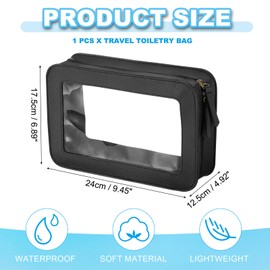 PATIKIL Clear Makeup Bag, Waterproof Travel Toiletry Bag with Zipper Cosmetic Organizer Case Portable Storage Carry on Pouch with Zipper for Women Men, Black