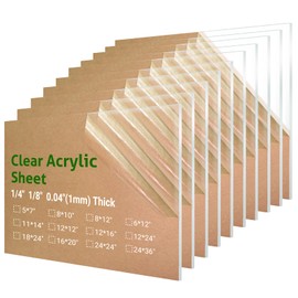 10 Pieces 8 x 12” Clear Acrylic Sheet Plexiglass - 0.04”(1mm) Thick, Use for Craft Projects, Signs, DIY Projects and More; Cut with Saw or Hand Tools