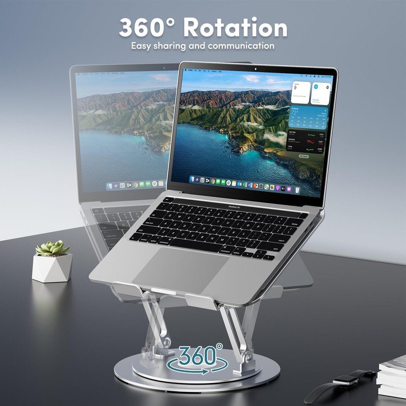 Lifelong Adjustable Laptop Stand with 360° Rotating Base, Ergonomic Computer