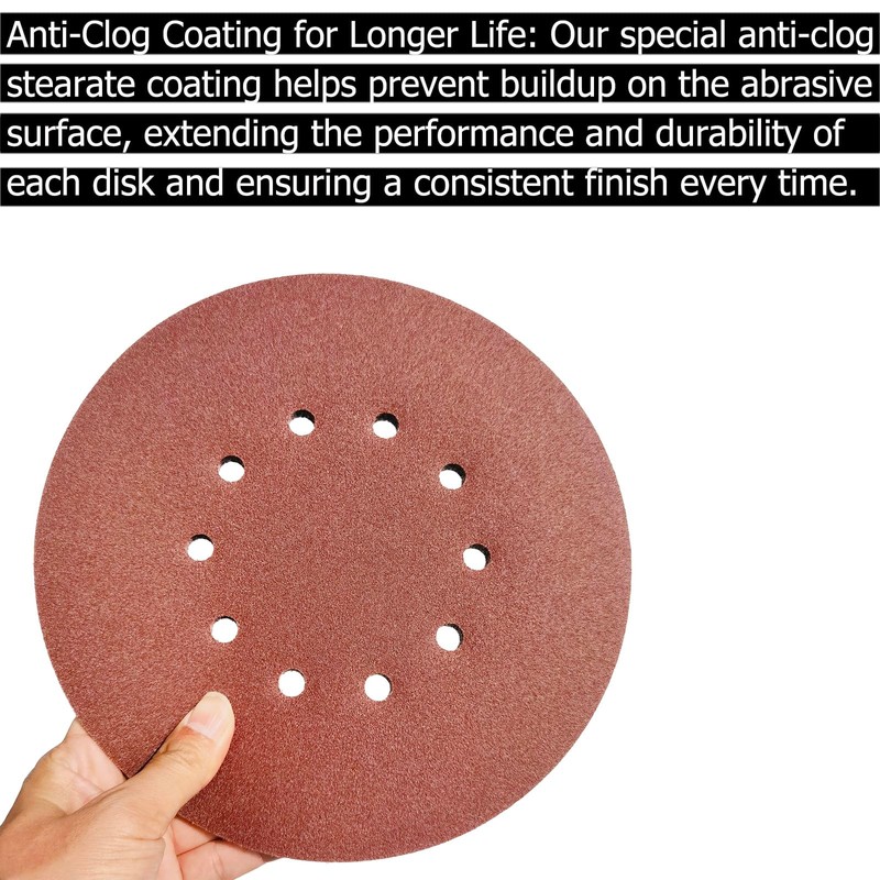 Tonmp 10 Pack 9-Inch 10 Hole 120 Grit Drywall Sandpaper