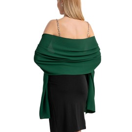 Yetoun Women Shawl Wraps for Evening Dresses, Wedding Shawls Chiffon Scarf Wrap Scarves (Dark Green,79inch×19inch)