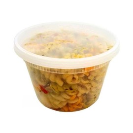 Pactiv-Newspring 16 oz. (Pint Size) Plastic Freezer Food Storage Microwaveable Deli Soup Containers Tubs w/Lids - 100% BPA Free (Pack of 24)