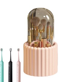 Rotating Makeup Brush Holder,Rotating Makeup Cosmetic Holder Organizer | Waterproof Makeup Brush Holder Organizer with Lid for Girls Women