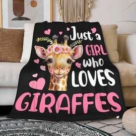 Mokukenren Just A Girl Who Loves Giraffes Blanket Lightweight Cozy Flannel Fleece Throw Blanket Best Gift Home Decor for Bed Couch Outdoor Camping 50"x40" S for Kids