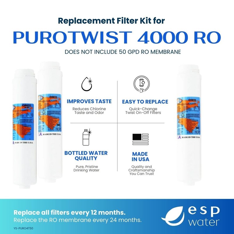PuROTwist 4000 RO Filter Replacement Kit - Sediment and Carbon