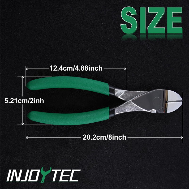 INJOYTEC 8-Inch Angled Pliers, Strong Nippers, Wire Cutter, Wire Nippers,