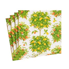 Caspari Citrus Topiaries Boxed Paper Cocktail Napkins in White - 80 Napkins