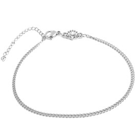 Akitsune Cuban Chain Link Bracelet | 2 mm Diameter | Men's Women's Chain Stainless Steel Carabiner Minimalist, Stainless Steel