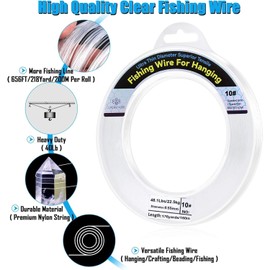 Transparenter Angeldraht, monofile Angelschnur, 160 m, klare Schnur zum Aufhängen, unsichtbarer starker Draht, Nylonfaden zum Aufhängen von Ballongirlande, Bilddekorationen