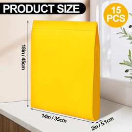 Fullhawl 15 Pcs 40 Pcs 14 x 18 x 2 Inch Large Expandable Catalog Envelopes Manilla Kraft Peel and Seal Envelopes Light Large Mailing for Office Home Documents Magazines Photos Storage Organizing