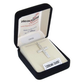 Women's Sterling Silver Hand Etched Cross Pendant + 18 Inch Sterling Silver Chain| USA Made