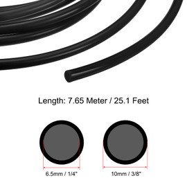 PATIKIL PE Tubing 1/4" ID x 3/8" OD (6.5 mm x 10 mm), 25 Ft (7.65 Meter), Flexible Water Tubing Polyethylene Hose Tube for Reverse Osmosis Systems Water Filters, Black