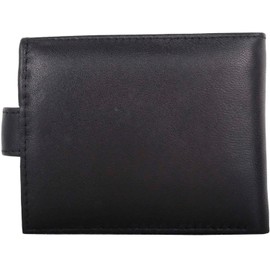 Mens Genuine Super Soft Nappa Leather RFID Protected Tri-fold Wallet - Black