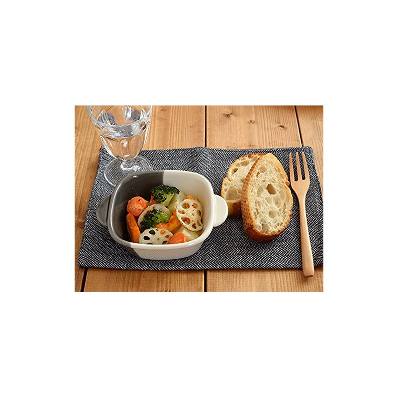 minoruba（ミノルバ）グラタン皿 正角 バイカラー 耐熱皿 角皿 カフェ食器 (グレー)
