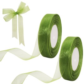 3/4 inch Sage Green Sheer Organza Ribbon 50 Yards Chiffon Ribbon for Present Wrapping (Sage Green)