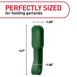Command Garland Holder, Fireplace Mantle Garland Holder for Displaying Garlands, Wreaths, and Holiday Decor Without Leaving Damage, Holes, or Residue, Holds 2lbs, Green, 6 Pack
