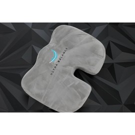 Memory Foam Seat Cushion for Office Chair, Car, Airplane & Bleachers Tailbone, Sciatica - Ideal for Long Sitting & Travel Comfort (1, Light Gray)