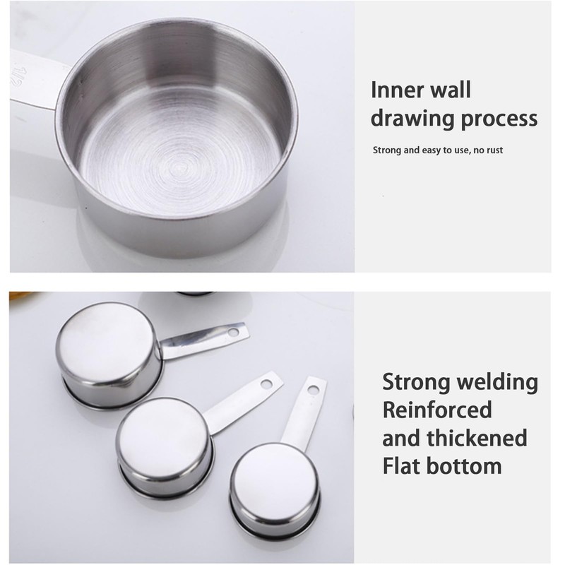 Stainless Steel Measuring Cups, 5 Piece Stackable Measuring Set, Baking