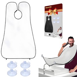 Beard Bib Beard Apron, Beard Catcher for Men Shaving & Trimming, Waterproof Beard Bib Hair Catcher for Sink, Non-Stick Beard Cape with 4 Suction Cups, Grooming Accessories & Gifts for Men Dad Husband