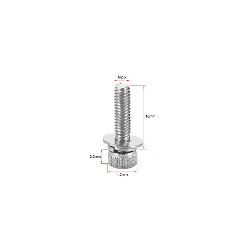 sourcing map M2.5 x 10mm Stainless Steel Hex Socket Head