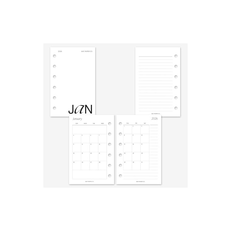 MAY PAPER CO. 2026 Pocket Monthly with Notes Planner Refill,