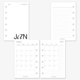 MAY PAPER CO. 2026 Pocket Monthly with Notes Planner Refill, Month on Two Page Planner Insert for Pocket Filofax and LV PM 6 ringed Agenda (Separable Months, Sunday Start)