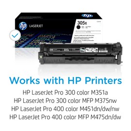 HP 305X Black High-Yield Toner Cartridge Printers | Works with Printer Series: Laserjet Pro 300 M351, 300 MFP M375, 400 M451, 400 MFP M475 | CE410X