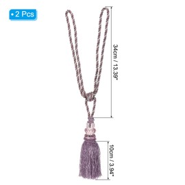 PATIKIL Curtain Tiebacks, 2 Pack Handmade Crystal Curtain Holdbacks Rope with Tassel Home Office Hotel Decorative, Purple