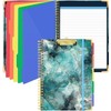 Clipboard Folio with Refillable Notepads, Marble Clipfolio with 5 Dividers