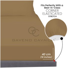 Extra Deep Fitted Sheet King Size - Non Iron & Anti-Wrinkle Sheet Fitted, Deep Pocket 16 Inch (40Cm) Deep Fitted Bed Sheets, Mocha