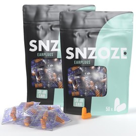SNZOZE 100 Pairs Ultra Soft Foam Ear Plugs, Perfect for Sleeping, 38dB SNR, Individually Wrapped, One Size (Orange, 100 Pairs)