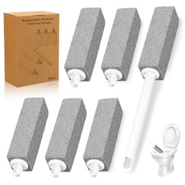 RONSXY 6 Pack Cepillo de Limpieza de Piedra Pómez, Limpiador Reemplazable de Inodoro, Escobilla de Baño de Piedra Pómez con Mango Largo, Cepillo para Limpiar la Cal, Hierro y óxido
